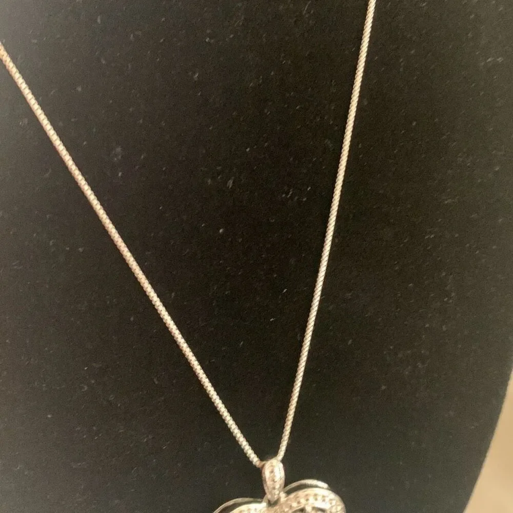 Sterling Silver 925 Heart Pendant Necklace Italy 18”‎